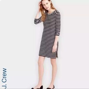 J. Crew black ivory striped shift dress side ling zippers‎ Sz M